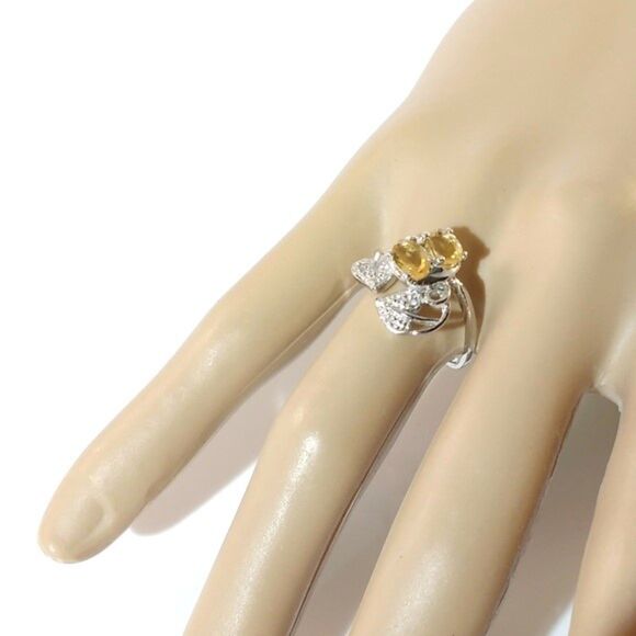 Citrine Bypass Ring Sterling Silver Size 7 - Picture 8 of 8